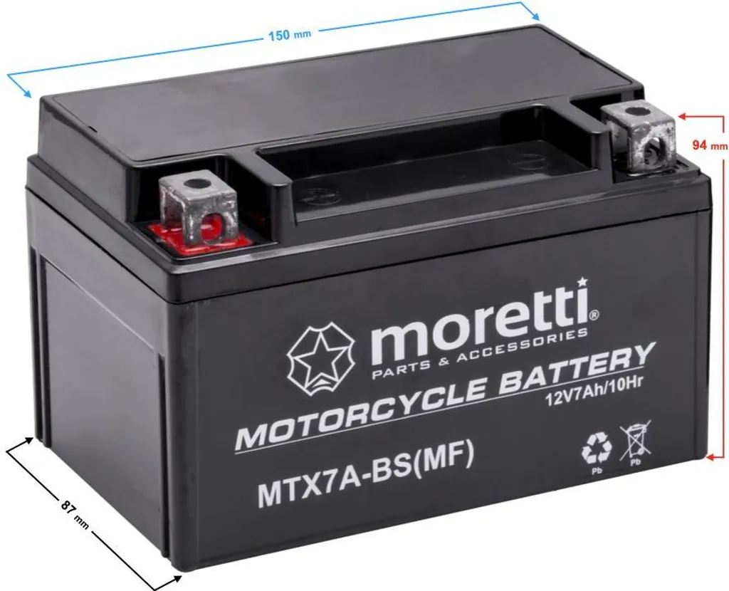 Moretti AGM (Gel) MTX7A-BS Batterie