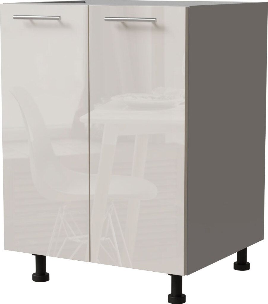 Küchenunterschrank BRERRA 60x82cm lackiert Farbe wählbar BR-D11/60,RAL 9001 creme Hochglanz,grau
