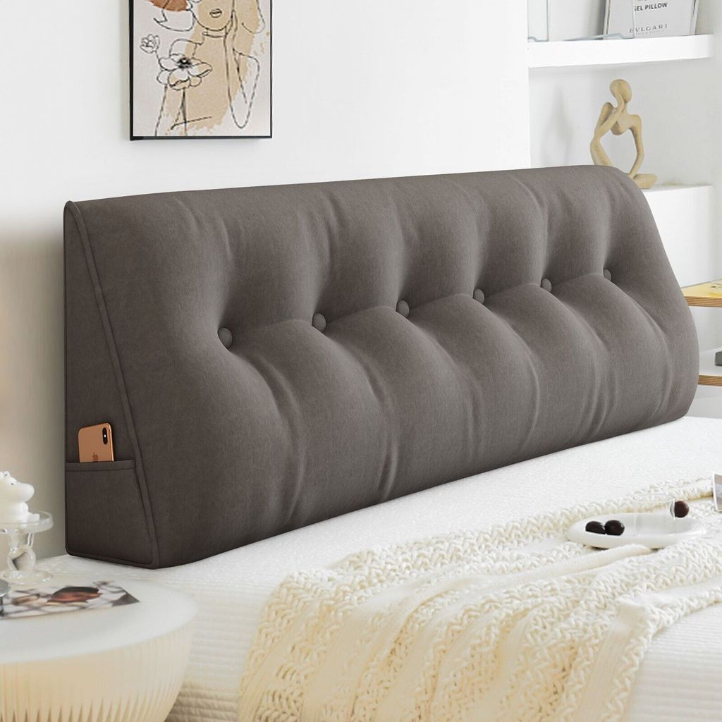 Lesekissen, Ergonomisches Dreieckiges Rückenlehnenkissen für Kopfteil, Rückenlehnenkissen mit Abnehmbarem Bezug mit Reißverschluss, Lordosenst...