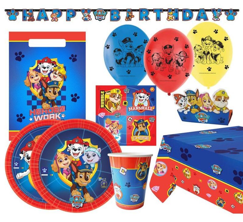 Paw Patrol Partyset 56-teilig, Teller 23 cm, Becher 250 ml, Produktbild 