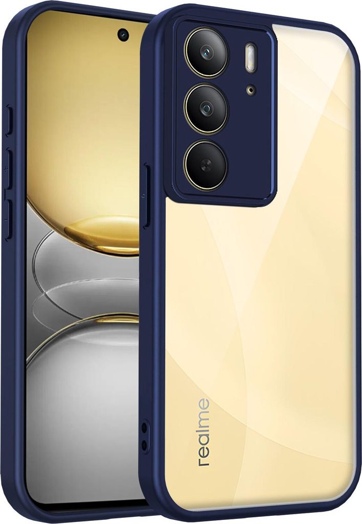 Hülle für Realme C75 4G/Realme C75x Transparente Rückseite TPU Bumper Stoßfest Handyhülle Blau