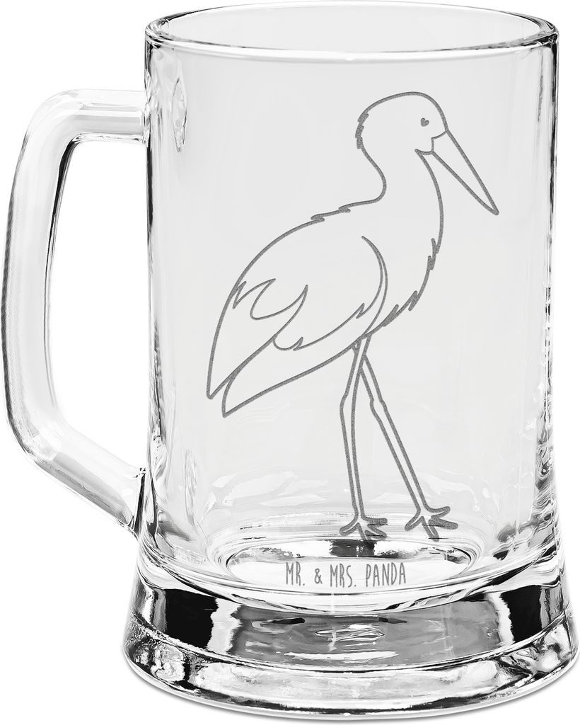 Mr. & Mrs. Panda Krug Storch - Transparent - Geschenk, Bierhumpen, Bierkrug Mit Gravur, Störche, Mutter, Gute Laune, Mütter, Geburt, Glas, Humpen...