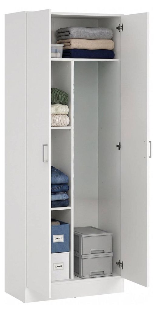 Mehrzweckschrank 2-Türig - Weiß 37x180h cm Produktbild 