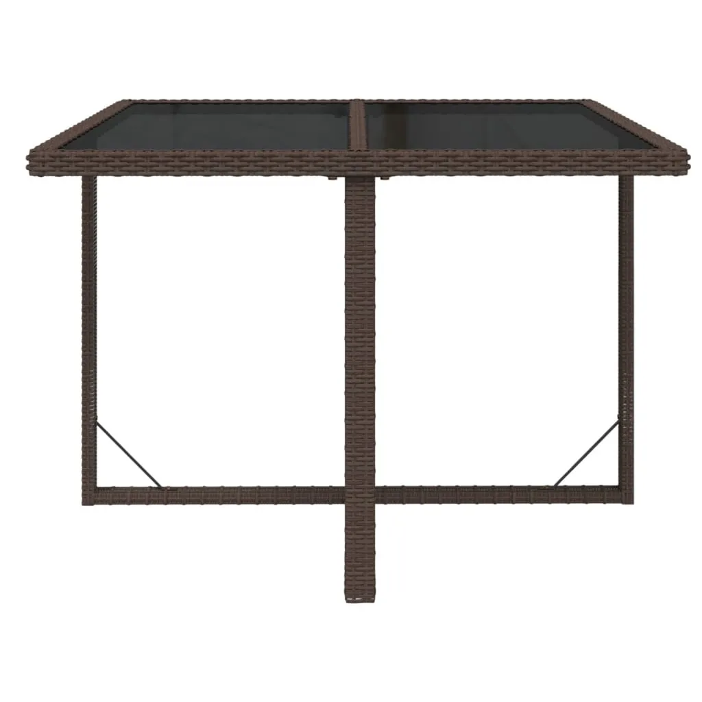 Tavolo Pranzo Giardino vidaXL Marrone 109cm - Polyrattan e Vetro - 3
