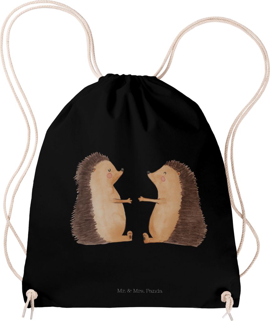 Mr. & Mrs. Panda Jutebeutel Igel Liebe - Schwarz - Geschenk, Turnbeutel, Hochzeit, Kleiner Rucksack, Hochzeitstag, wander, Partner, Freundin, leich...