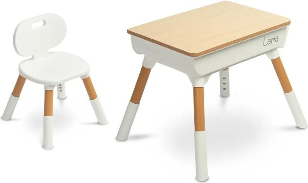 Ensemble Lara table et chaise en bois blanc pour enfant