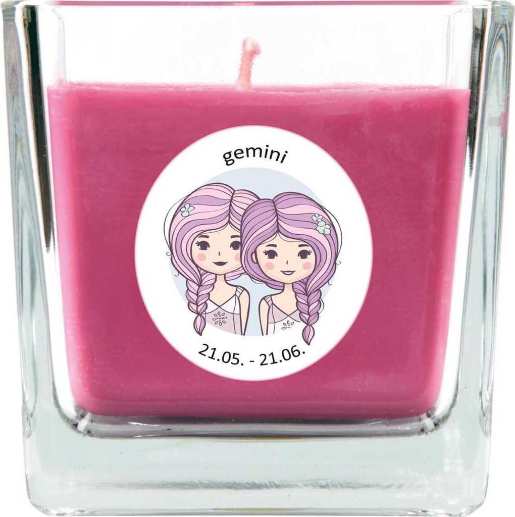 HS Candle "Sternzeichen" Duftkerze Lavendel im Bonbonglas ( Zwillinge ) - viele Motive zur Auswahl, 190g - Brenndauer bis zu 50 Std - Gemini