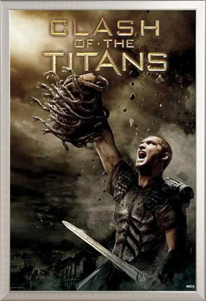 Affiche Clash Of The Titans Medusa avec cadre Shinsuke aluminium argenté