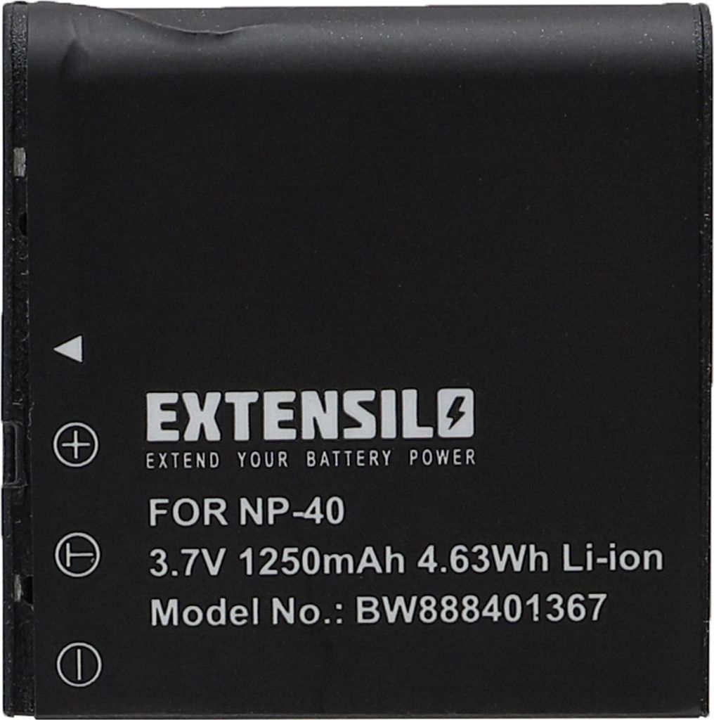 EXTENSILO Akku kompatibel mit Casio Exilim EX-P505, EX-FC160S, EX-FC150RD, EX-FC150BK, EX-FC150, EX-FC100WE, EX-P600 Kamera (1250 mAh, 3,7 V, Li-Ion)