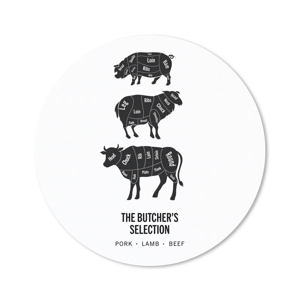MuchoWow Mauspad Mousepad Fleisch - Tiere - Kuh - Küche 50x50 cm - Mousepads - Maus Mat - Pad - Mausunterlage - Vinyl