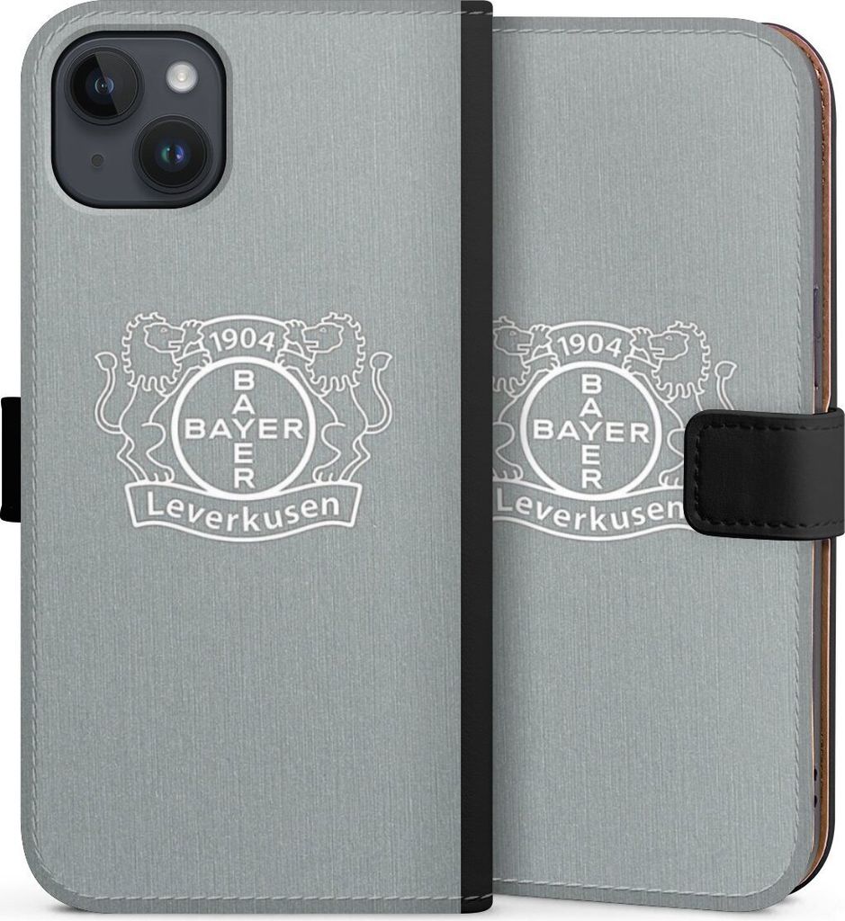 DeinDesign Klapphülle für Apple iPhone 14 Plus Handytasche Lederhülle Tasche Bayer 04 Leverkusen Offizielles Lizenzprodukt Wappen