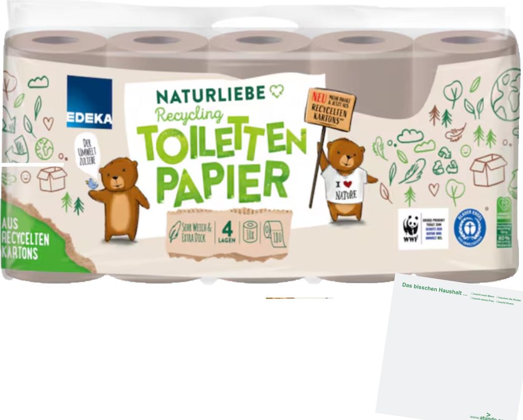 EDEKA Recycling Toilettenpapier 4lg. 10x200 Blatt + usy Block