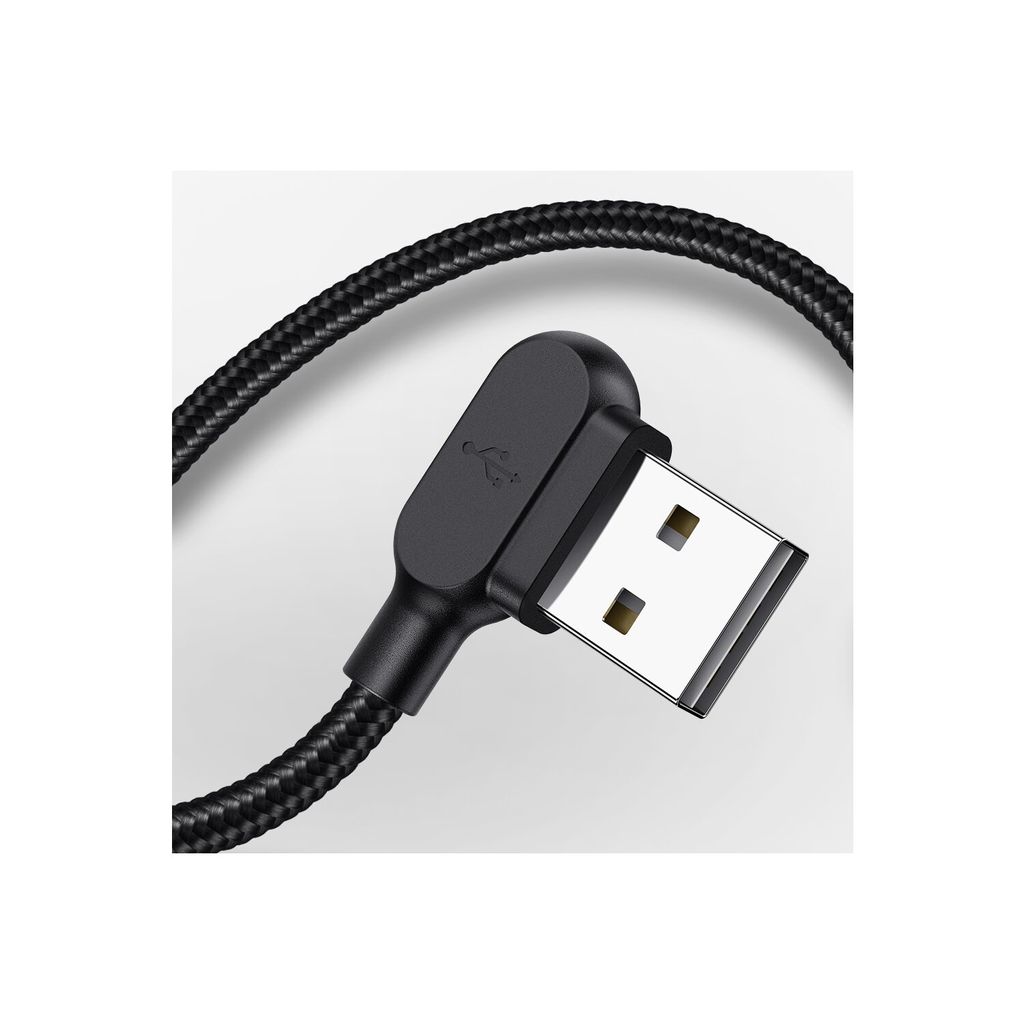 2m Gaming Micro USB Kabel – 90-Grad-Winkel, Nylon, Rot, Schnelle Ladung Bis 2,4A
