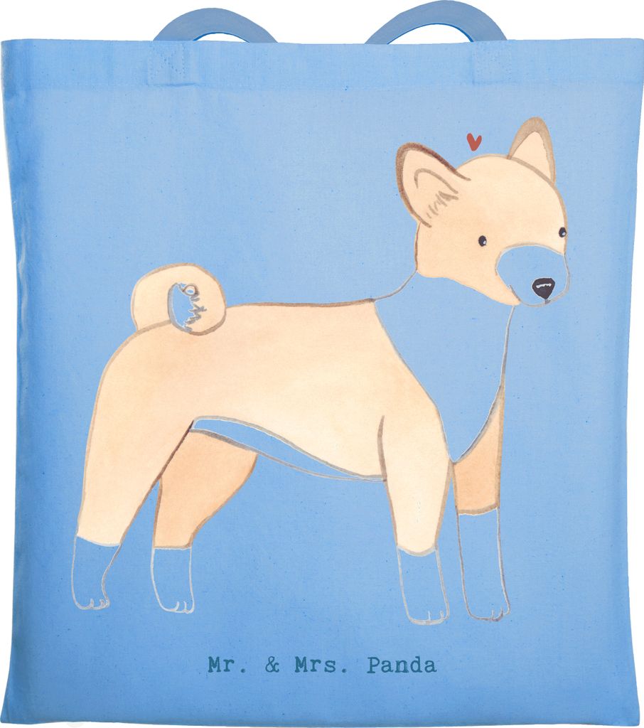 Mr. & Mrs. Panda Jutebeutel Basenji Lebensretter - Sky Blue - Geschenk, Tote Bag, dokumententasche, Büchertasche, Kongo-Terrier, Beutel, Shopping ...