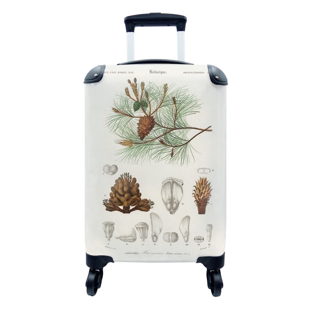 MuchoWow Koffer Handgepäck Trolley Rollkoffer Kleine Reisekoffer mit 4 Rollen - Baum - Vintage - Saatgut - Cabin Size < 55x40x23 cm & 55x40x20 c...