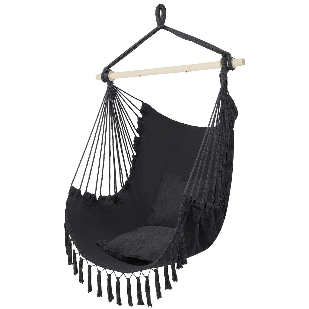 Fauteuil Suspendu Ergonomique Gris Hamac XXL Soulage le Dos avec Coussins