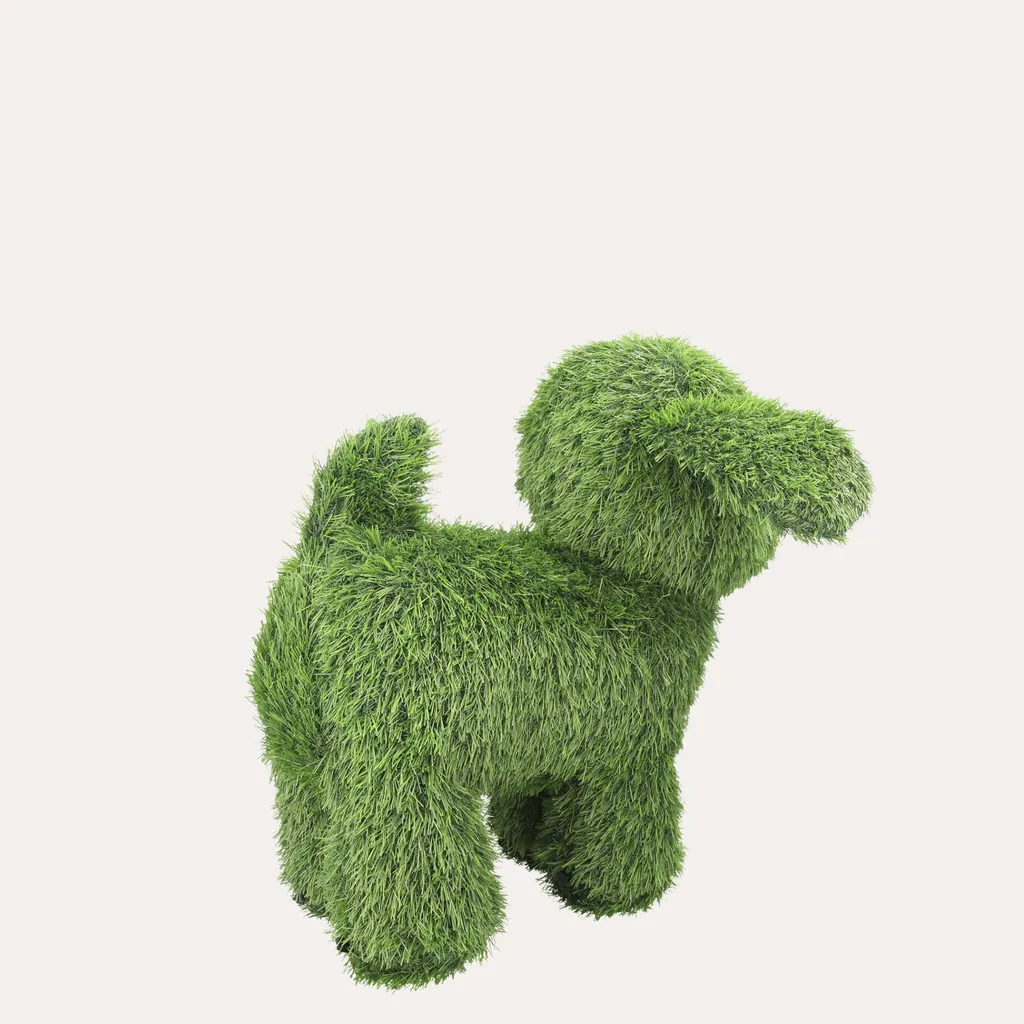 Chien Décoratif en Gazon Synthétique Vert Résistant Intempéries 50cm