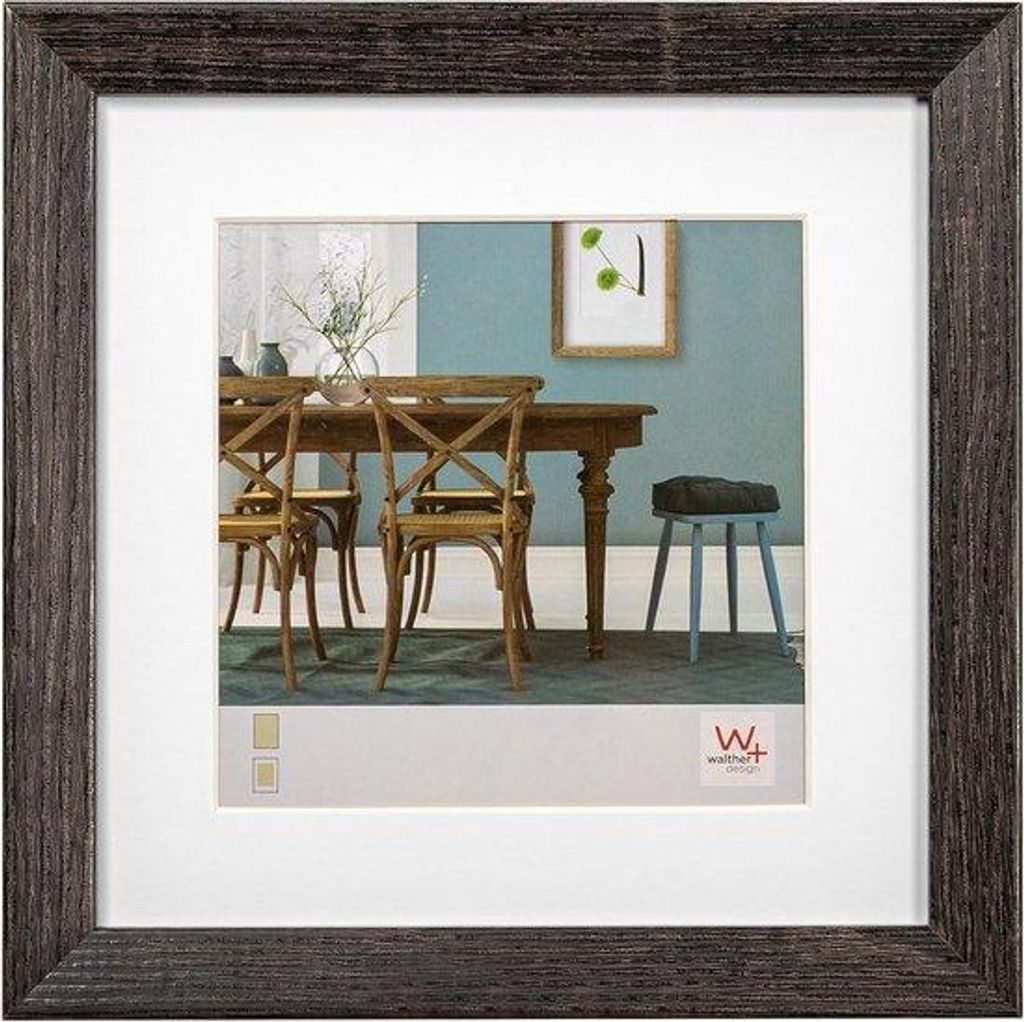 Dunkelgraue Fotoliste mit Passepartout - 20x20 cm - Holz