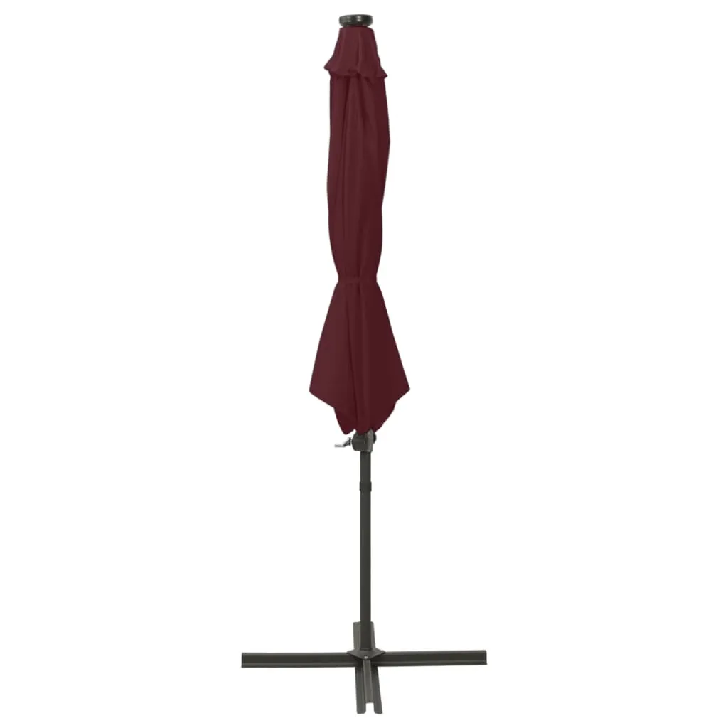 VidaXL Ombrellone Solare LED 3m Rosso Bordeaux - Oasi di Benessere