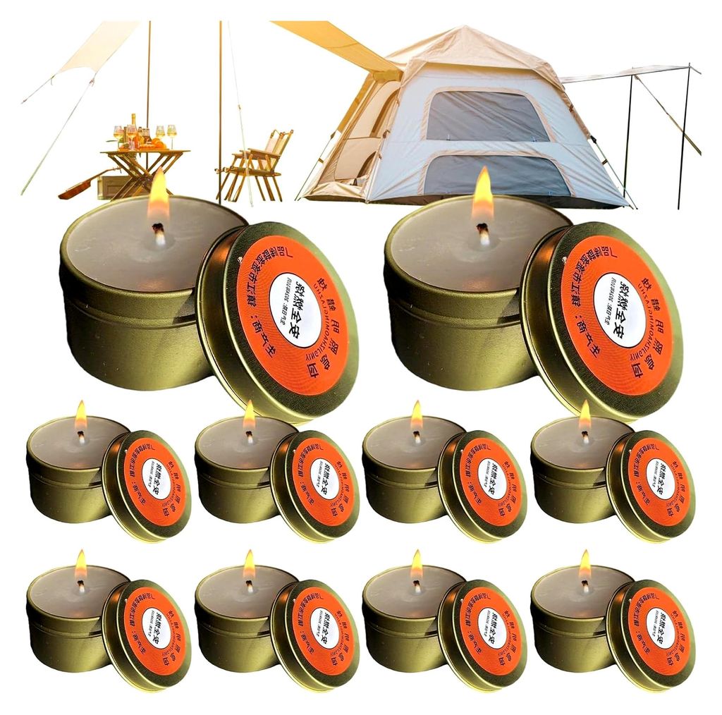 10 Stück Notfallkerzen, rauchfreie Kerzen für Stromausfälle, rauchfreies Beleuchtungsset für Notfälle, Winter, Sturm, Jagd, Camping, Essentials