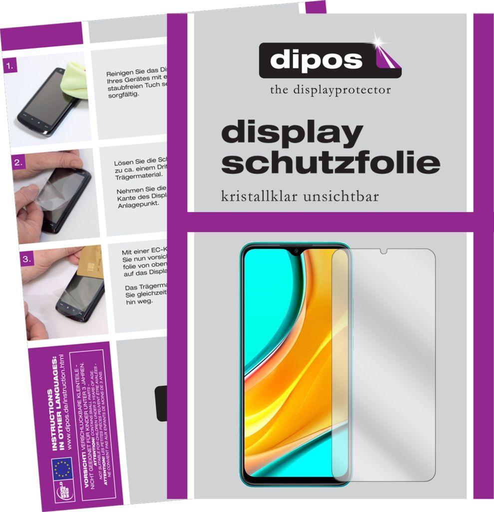 1x Schutzfolie für Xiaomi Redmi 9 klar Displayschutzfolie Folie Display Schutz dipos