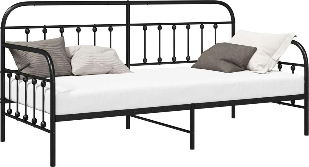 vidaXL Tagesbettrahmen Schwarz 90 x 190 cm Pulverbeschichteter Stahl