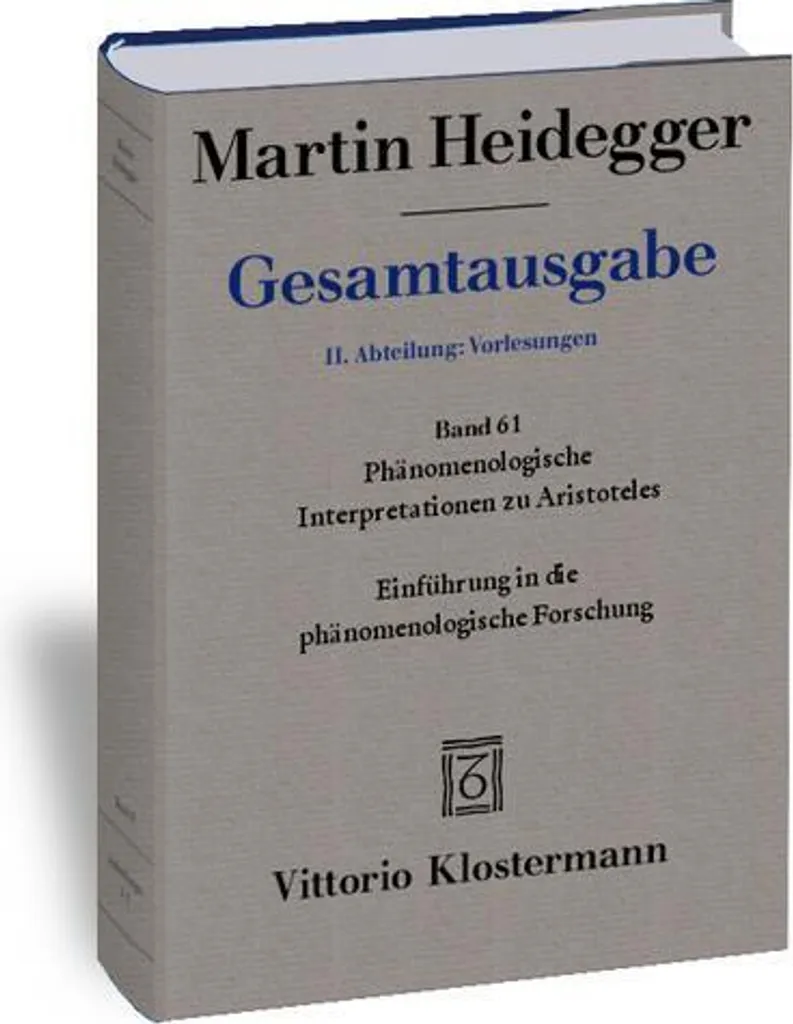 Édition critique Gesamtausgabe 61 Aristoteles Heidegger relié