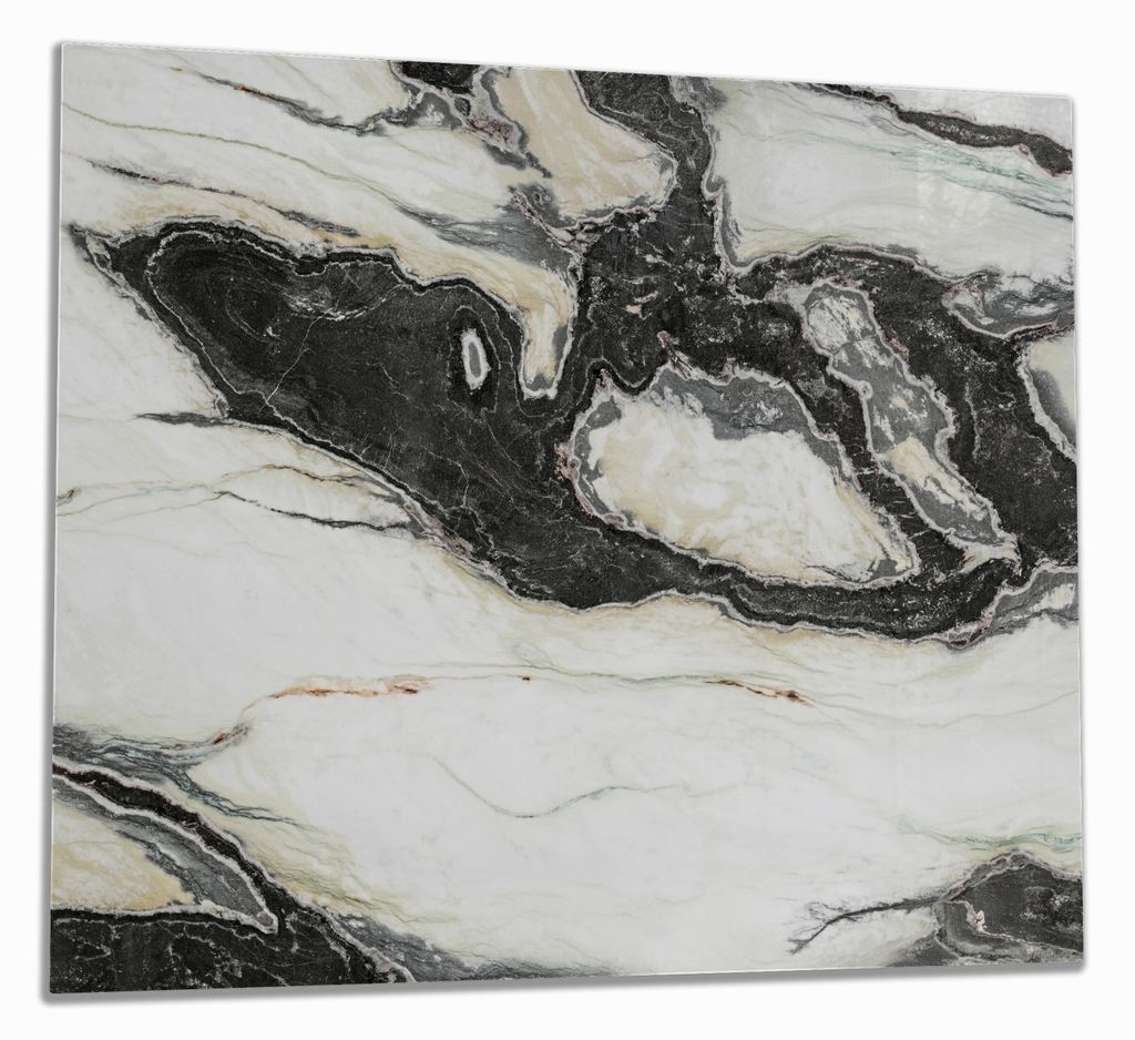 Wallario Herdabdeckplatte aus Glas, Größe 60 x 52 cm 1-teilig, Motiv Schwarz-Weiße Marmor-Optik