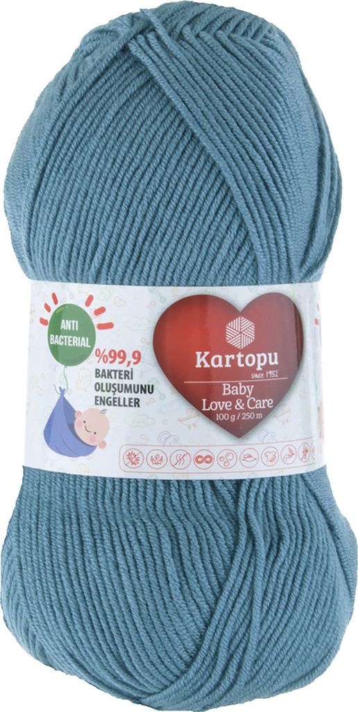 5 x 100g Strickgarn Kartopu Baby Love and Care antibakteriell Babywolle Babystrickgarn Häkelgarn Farbwahl, Farbe:K644 jeansblau