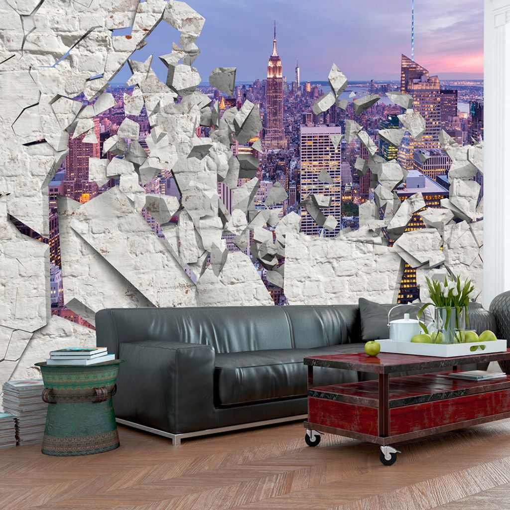 Fototapete selbstklebend 3d Effekt 294x210 cm Tapete Wandtapete Wandbilder Klebefolie Dekofolie Tapetenfolie Wand Dekoration Wohnzimmer - Ziegel St...