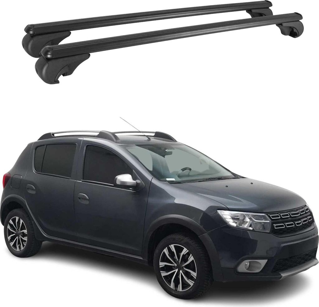 Dachträger für Dacia Sandero Stepway 2012-2024 Gepäckträger Aluminium Schwarz 2x