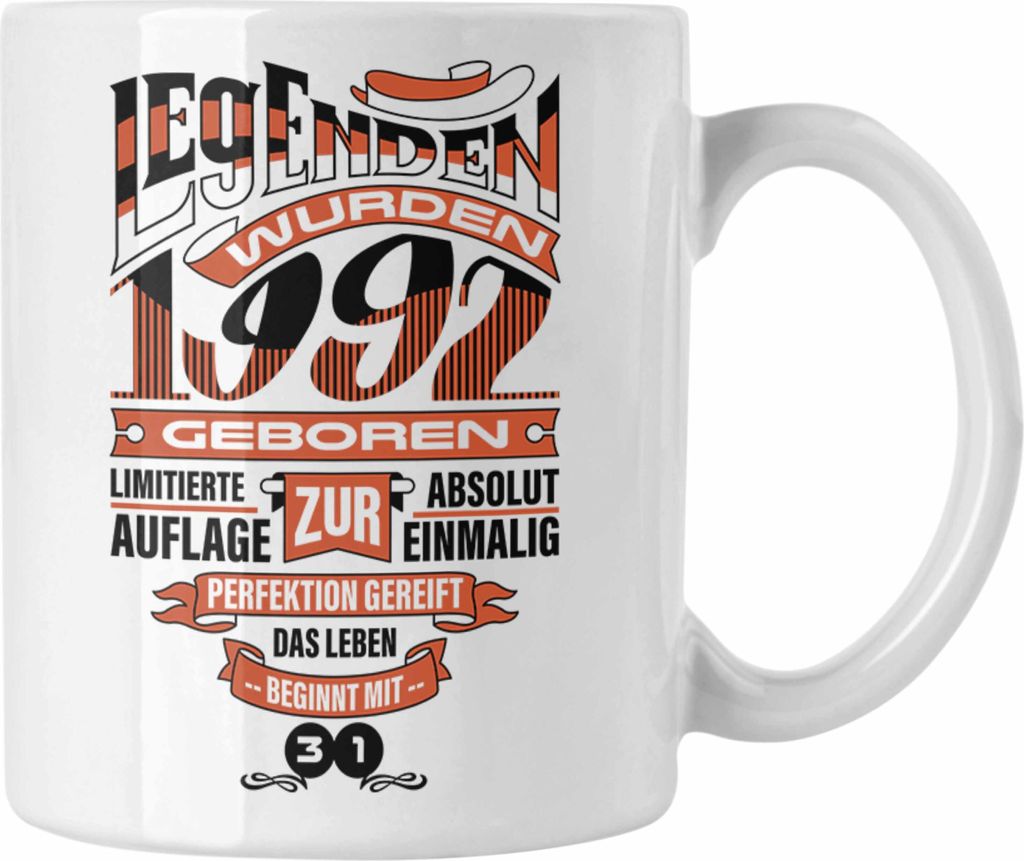 TRENDATION 30. Geburtstag Tasse Frau Mann Geschenk 30er Geschenkidee 30 Mutter Vater (Weiß)