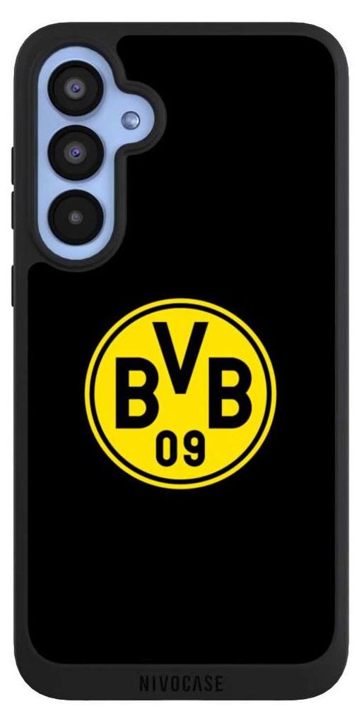 NIVOCASE Handyhülle für Samsung Galaxy A55 5G Hülle NIVOpure Case Schwarz BVB Borussia Dortmund Logo