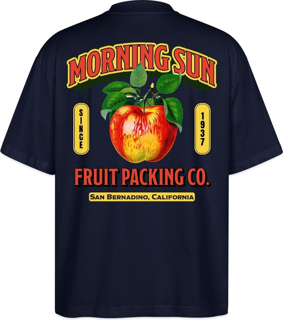 Spreadshirt Retro Apfel Print Oversize Uni T-Shirt, 3XL, Navy