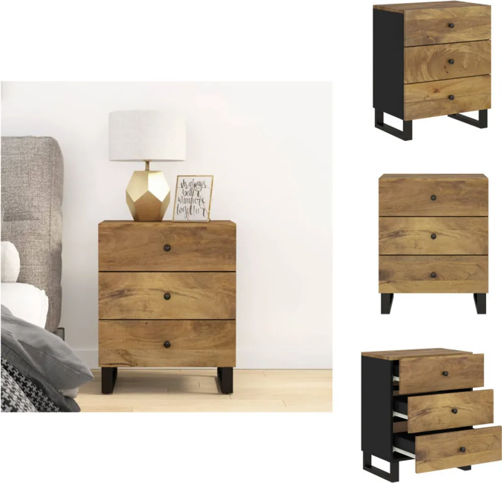 Table de nuit en bois massif et bois composite 50x33x62 cm vidaXL Chic