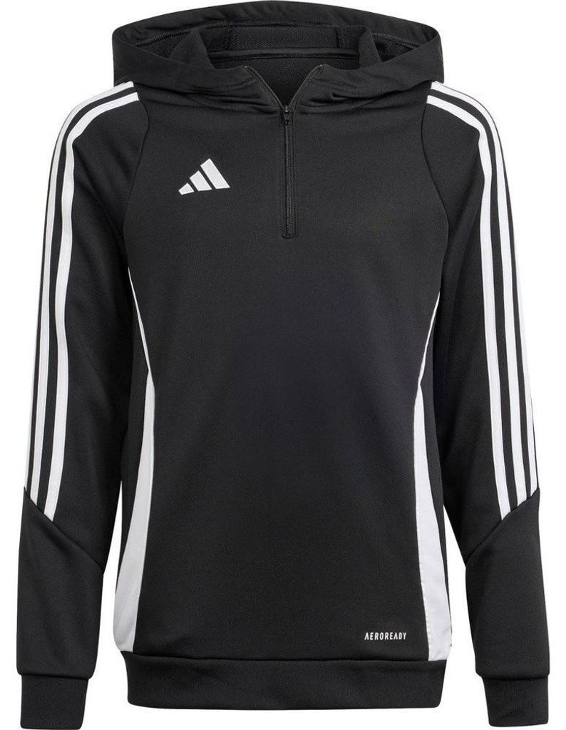 Adidas - "Tiro 24" Kapuzenpullover mit kurzem Reißverschluss für Kinder - Training PP3029 (164) (Schwarz)