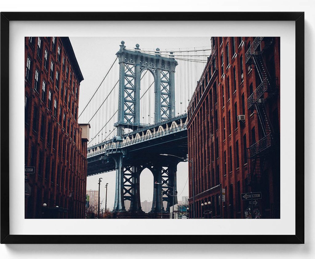 Architektonische Stadtbrücke– Wandbild mit Rahmen – Gerahmtes Bild – Wanddekoration – 80x60 cm – Schwarz Rahmen
