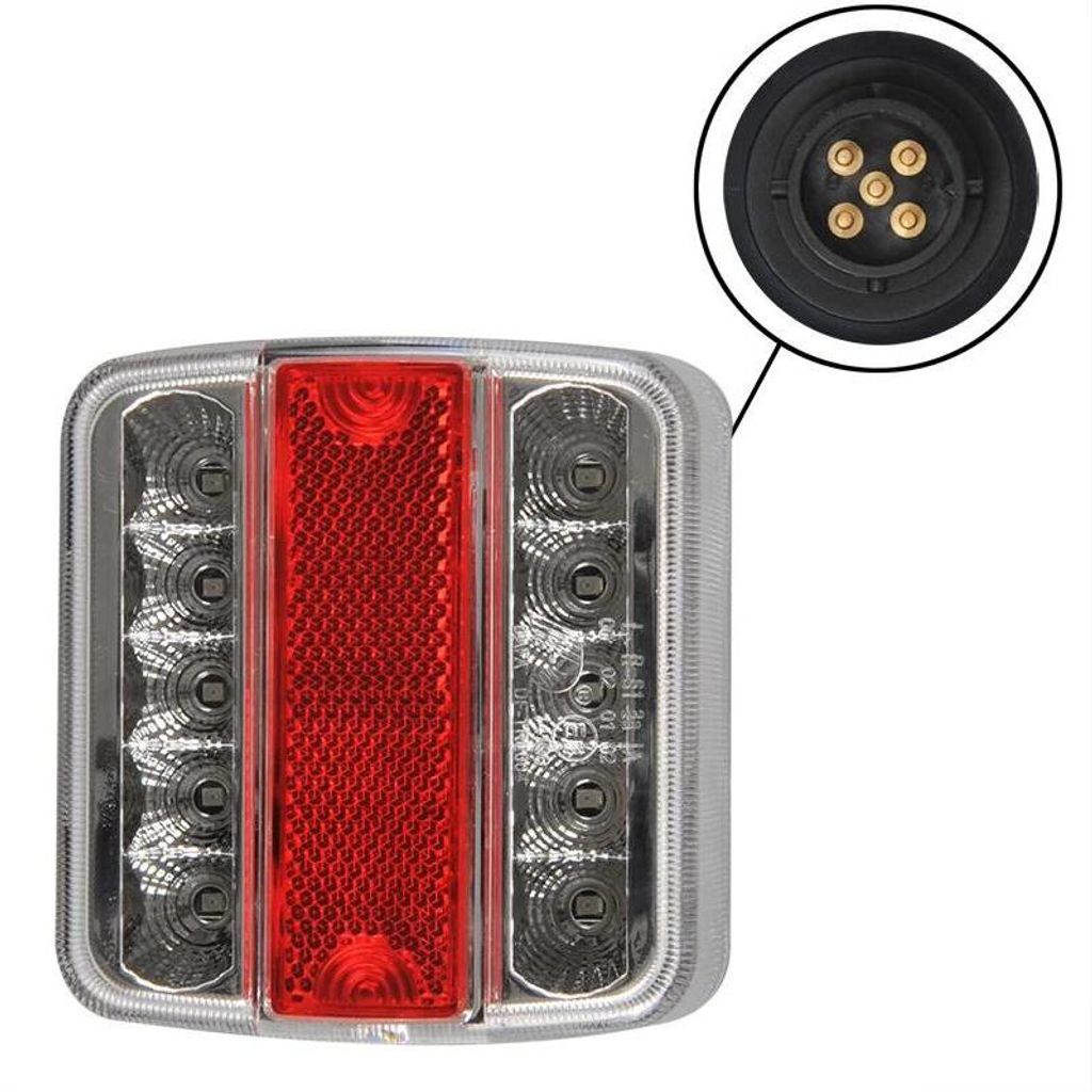 Rückleuchte 4 Funktionen 98x105mm 14LED mit 5-Pin EC Produktbild 