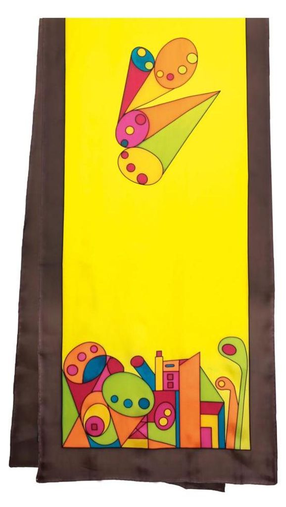 100% Seidenschal 180x43cm Geometrie