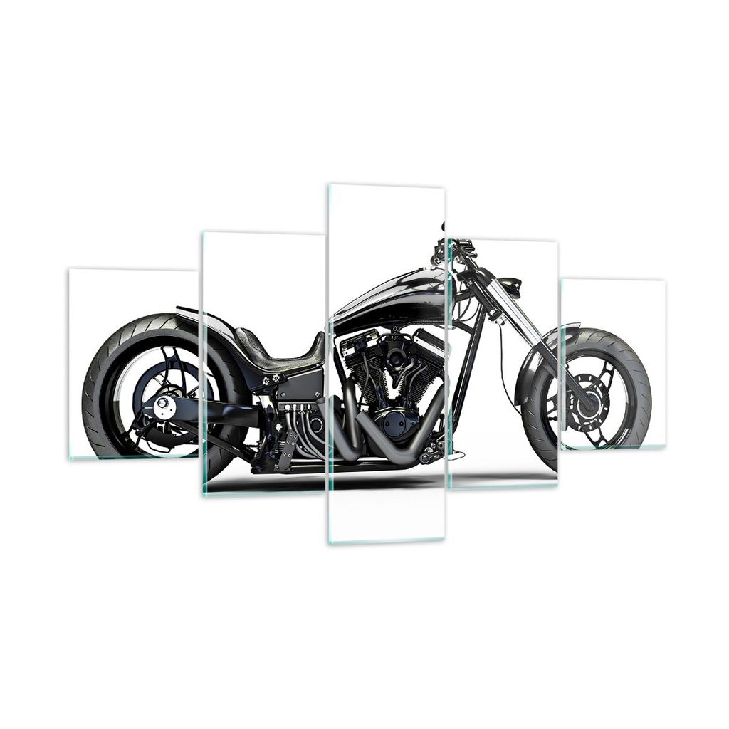 Bilder auf glas - Freiheit Motorrad Geschwindigkeit Stahl - 125x70cm - Glasbilder - Wandbilder - Kunstdruck - Wanddekoration aus Glas - Glas Bilder...