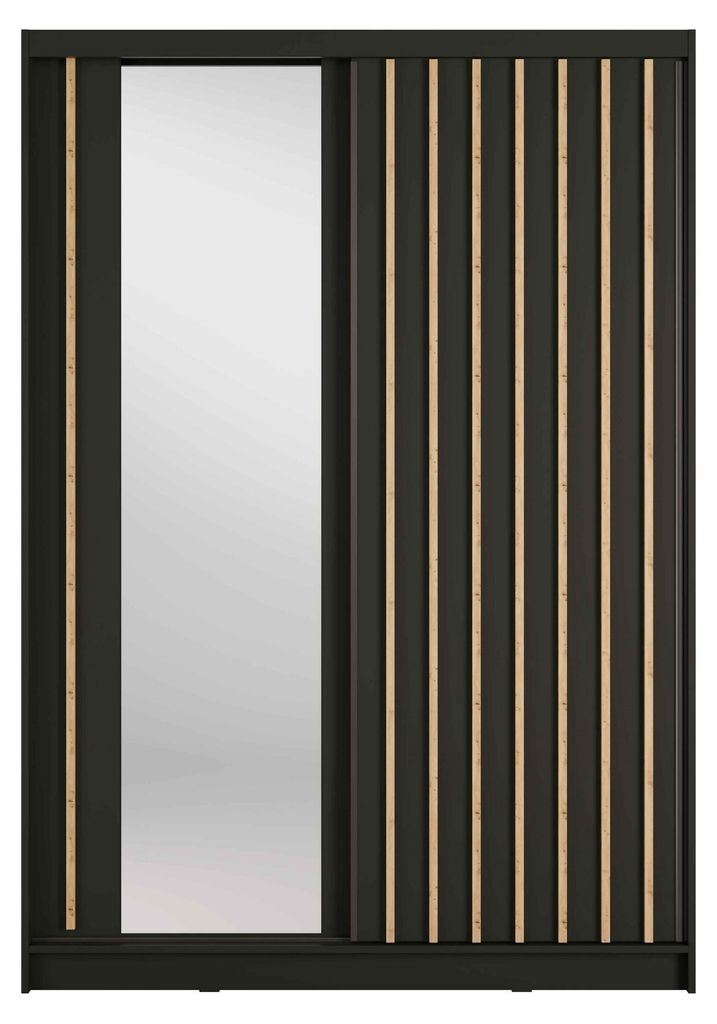 Masseno Schiebetürenschrank VEYDAR 155/215/62cm 2-türig mit Spiegel Grau