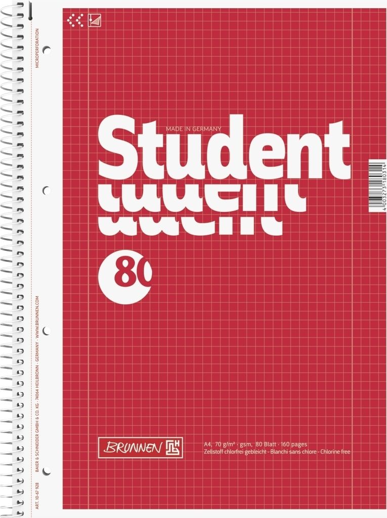 Kollegblock Student A4 kariert Lineatur 28 80 Blatt mit Produktbild 