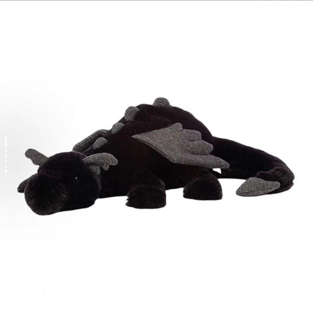 Kawaii Drachen Kuscheltier 50 cm – Schwarzer Plüschdrache – Produktbild 