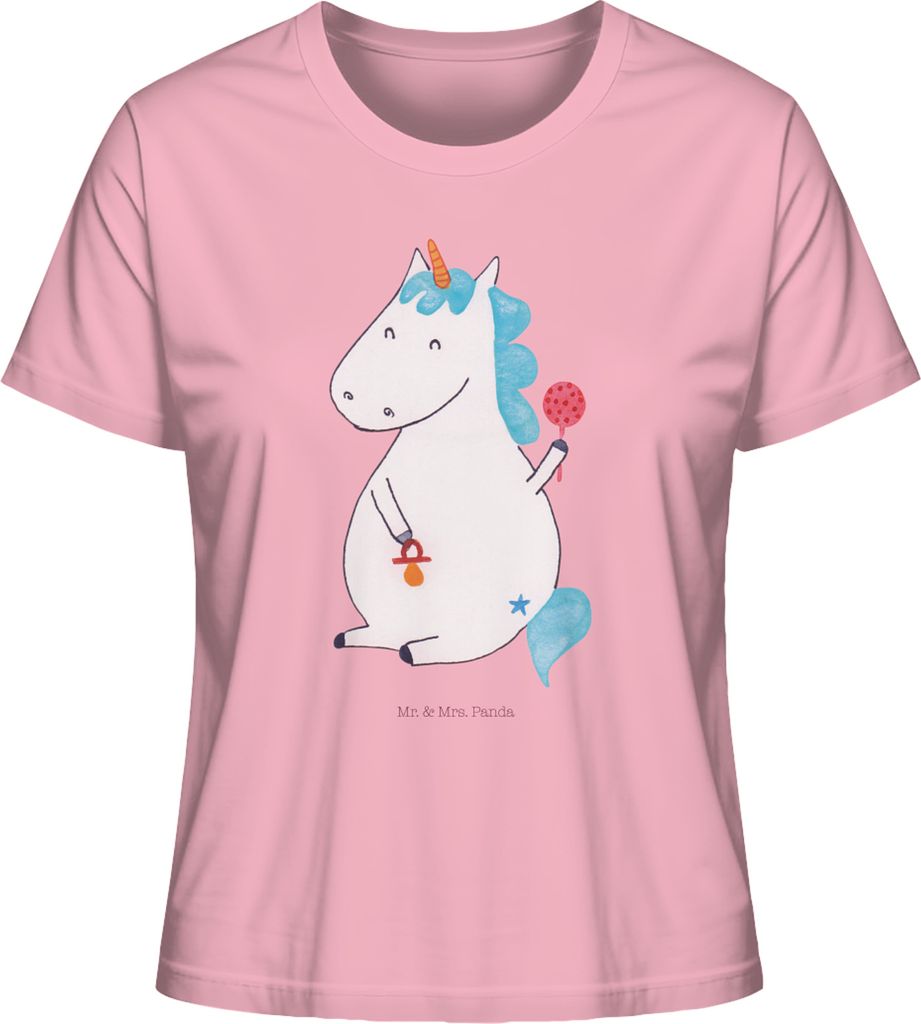 Mr. & Mrs. Panda Oberteil Damen Einhorn Baby Größe S - Baumwolle Pink - Geschenk, Geburtstag, Sommershirt, Basic Shirt, Party, Einhörner, Baumwo...