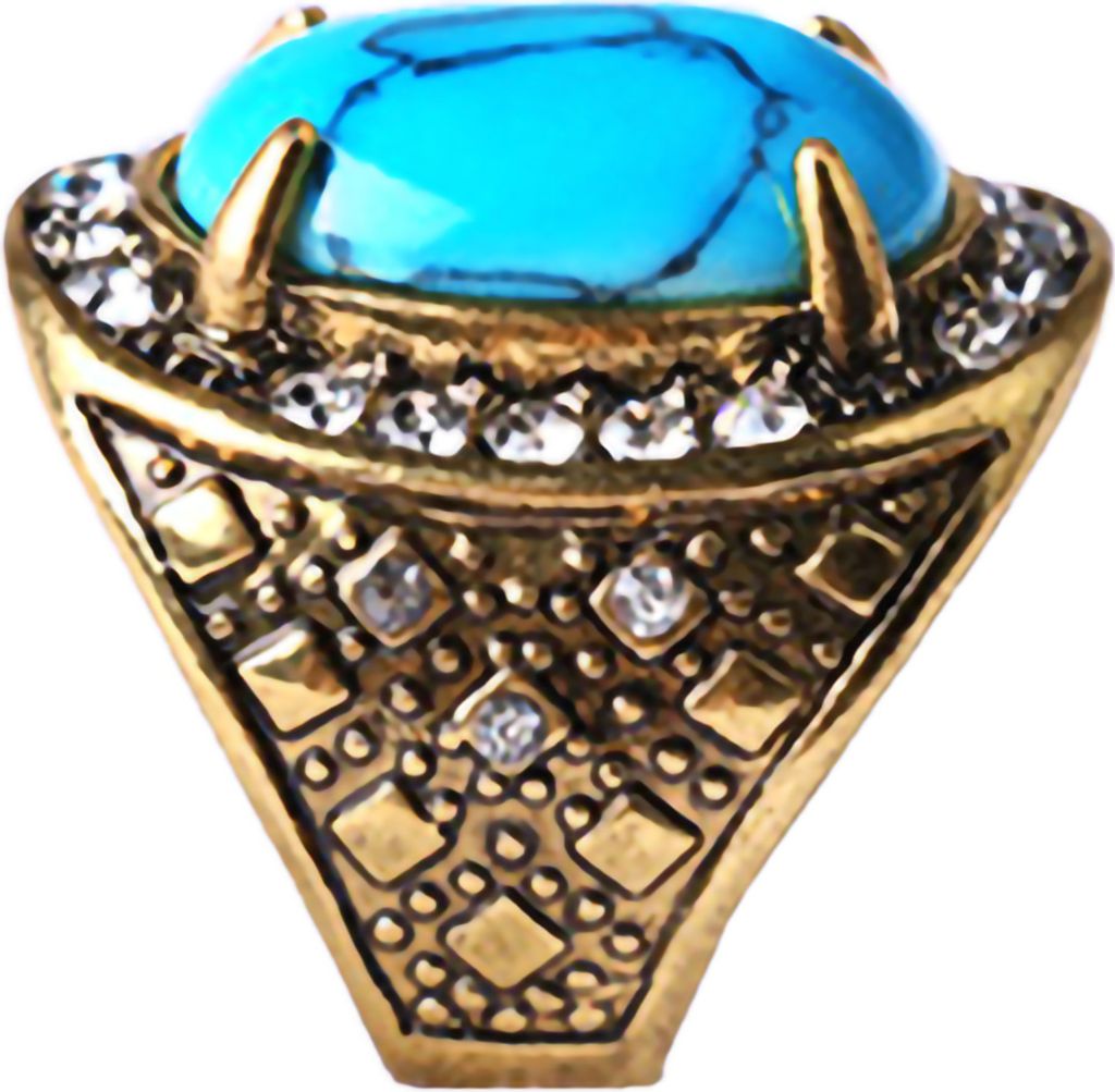 Uni-Ring, türkisfarbener eingelegter Strassstein, Retro-Ring für Herren und Damen, Schmuck für Party-Blau 19#