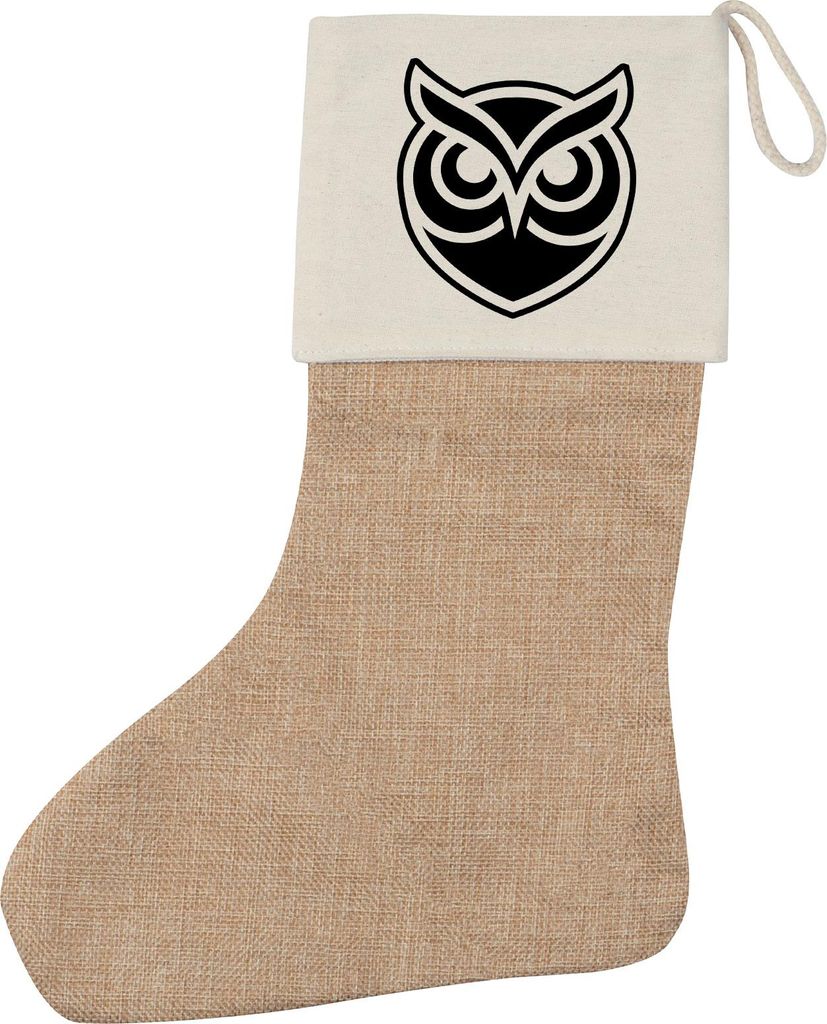 Huuraa Weihnachtsstrumpf Eule Silhouette Beige Jute Kaminstrumpf Geschenkidee