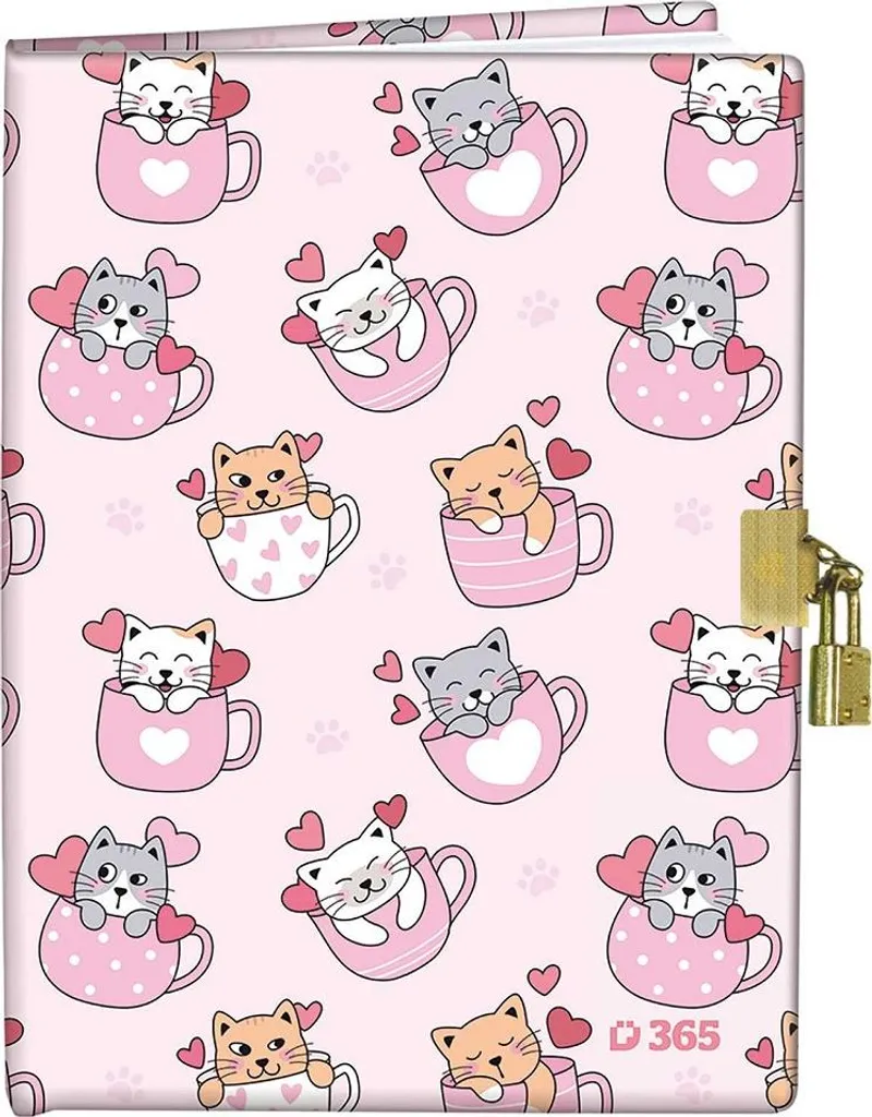 Agenda Kawaii Gatti B6 con Chiave - Diario 365 Giorni 60 Fogli Casco