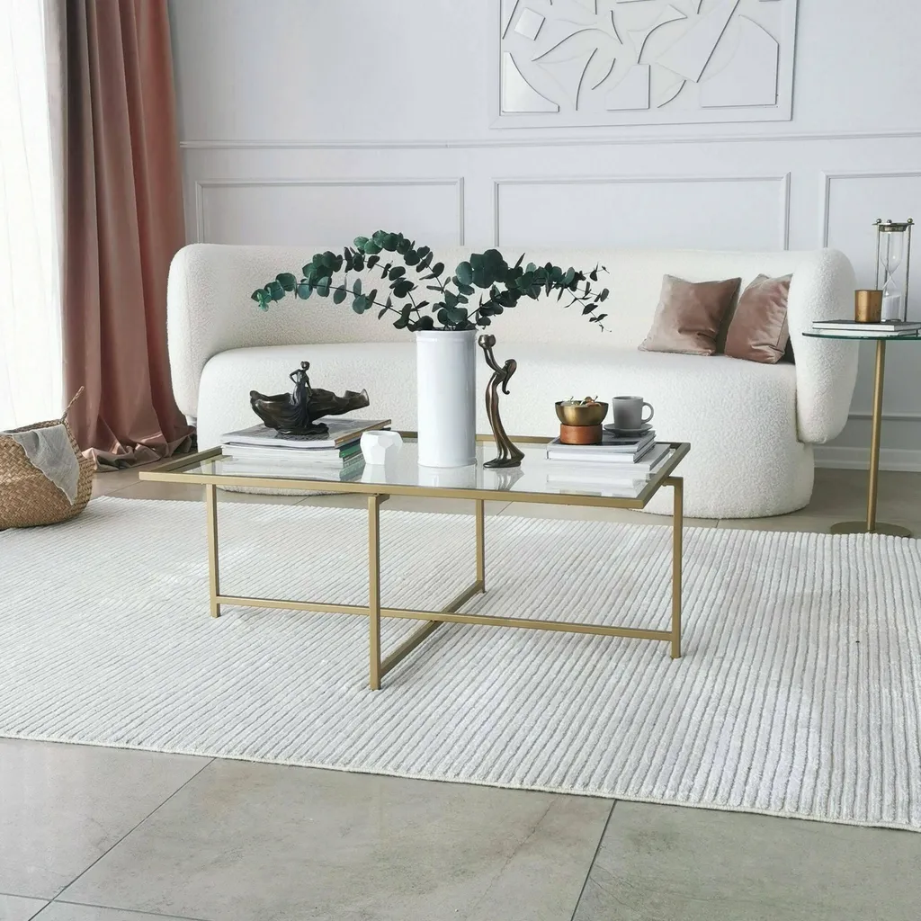 Anna - Table Basse 94x64x35h cm Or Résistante au Ternissement Luxe