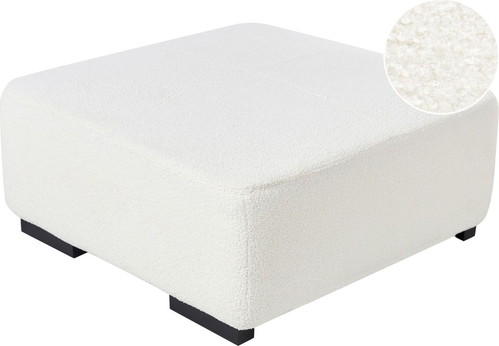 BELIANI Taburet biely buklé čalúnený 80 x 80 x 35 cm Obrázok produktu 