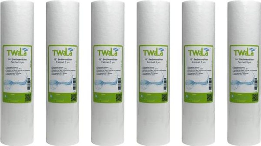 6x TWaLa 10' Sediment Trinkwasser Filter für Umkehrosmose, Brunnenwasser Wasserfilter 5 μm